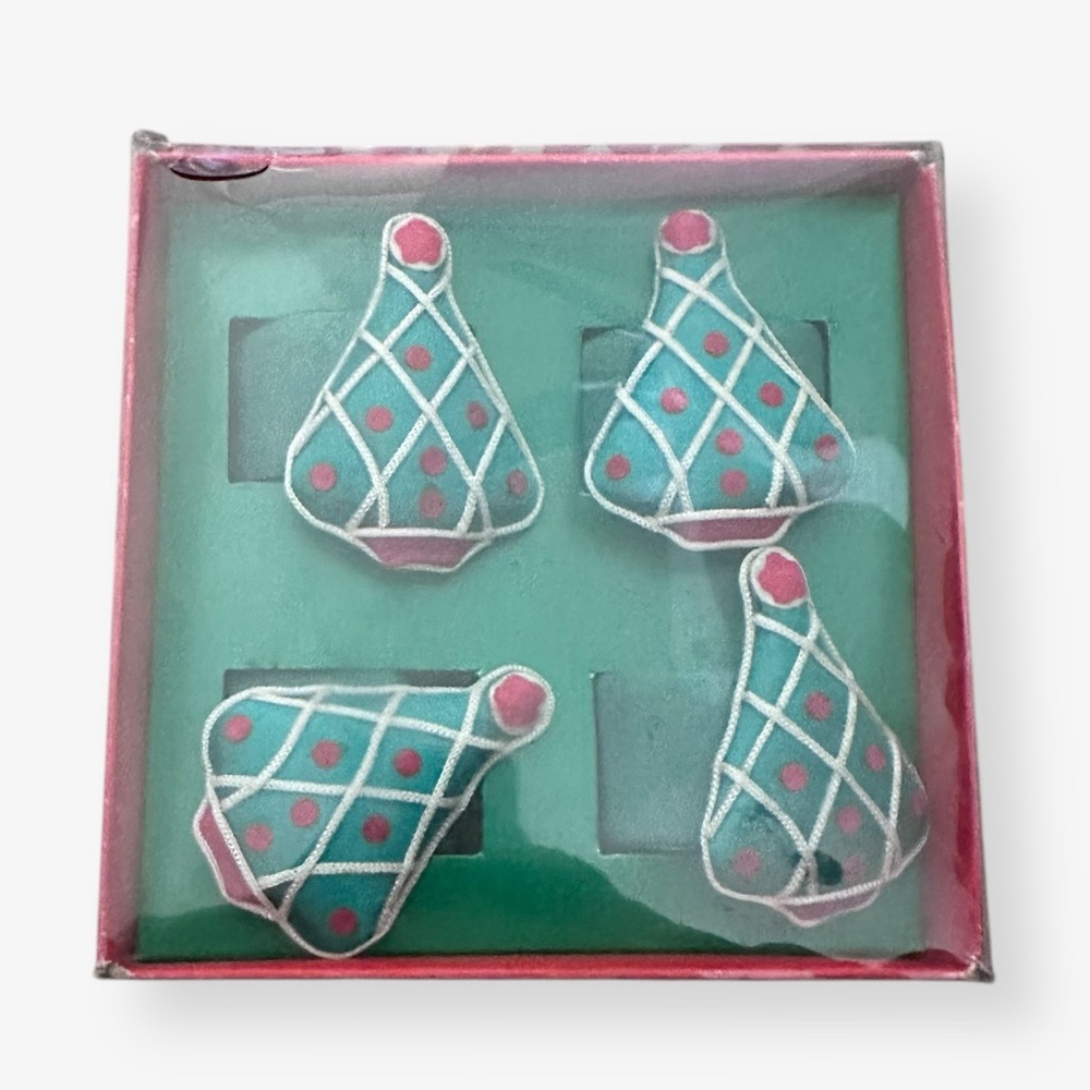 Set of 4 vintage Christmas tree nap rings